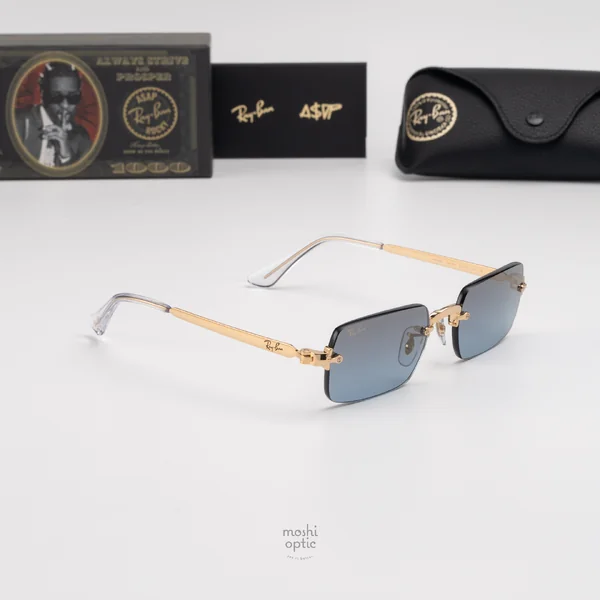 แว่นกันแดด Ray-Ban A$AP Rocky RB3928 001/S2 Arista gold / Blue gradient dark grey image 5