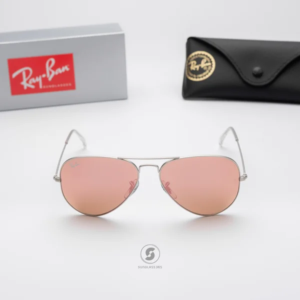 แว่นกันแดด Ray-Ban Aviator large metal RB3025 019/Z2 Matte Silver / Pink mirror image 3