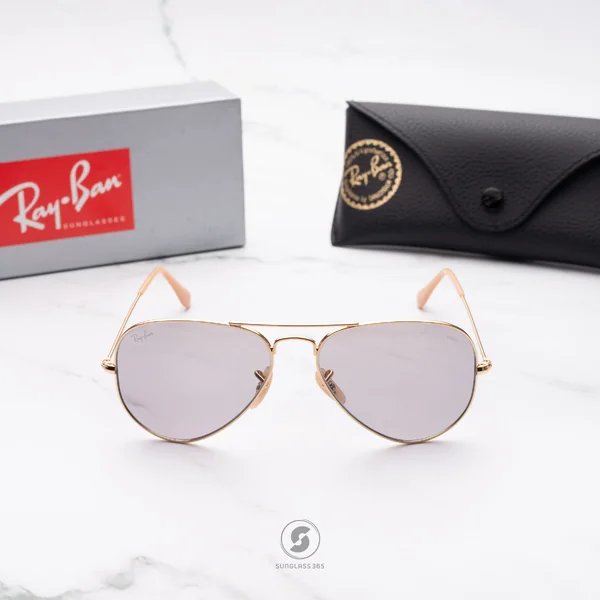 แว่นกันแดด Ray-Ban Aviator large metal RB3025 9064V8 Gold / Grey Photochromic image 3