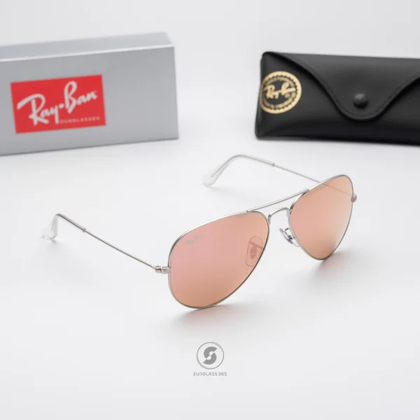 แว่นกันแดด Ray-Ban Aviator large metal RB3025 019/Z2 Matte Silver / Pink mirror image 4