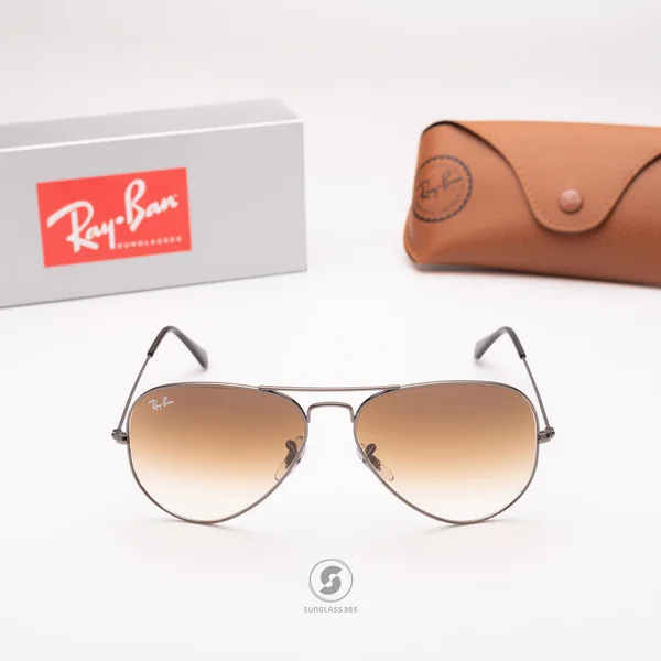 แว่นกันแดด Ray-Ban Aviator large metal RB3025 004/51 Gunmetal / Brown Gradient image 2
