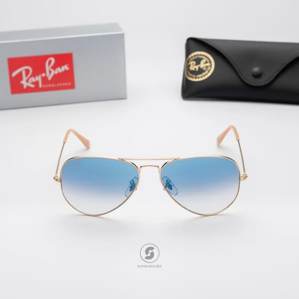 แว่นกันแดด Ray-Ban Aviator large metal RB3025 001/3f Matte Gold / Blue Gradient image 2