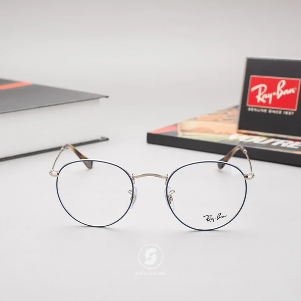แว่นสายตา Ray-Ban Round Metal RX3447V 2970 Silver on Top Blue image 2 แว่นสายตา Ray-Ban Round Metal RX3447V 2970 Silver on Top Blue image 2