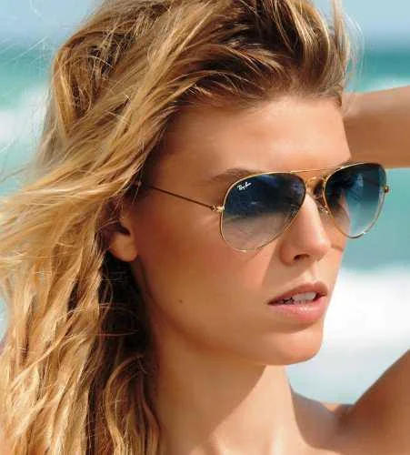 แว่นกันแดด Ray-Ban Aviator large metal RB3025 001/3f Matte Gold / Blue Gradient image 7