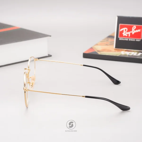 แว่นสายตา Ray-Ban Round Metal RX3447V 2991 Black on Gold image 4