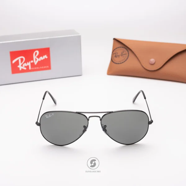 แว่นกันแดด Ray-Ban Aviator large metal RB3025 002/58 Black / Green Polarized image 2 แว่นกันแดด Ray-Ban Aviator large metal RB3025 002/58 Black / Green Polarized image 2