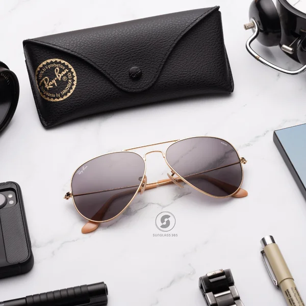 แว่นกันแดด Ray-Ban Aviator large metal RB3025 9064V8 Gold / Grey Photochromic image 2