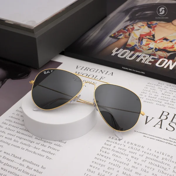 แว่นกันแดด Ray-Ban Aviator large metal RB3025 919648 Legend Gold / Black Polarized แว่นกันแดด Ray-Ban Aviator large metal RB3025 919648 Legend Gold / Black Polarized