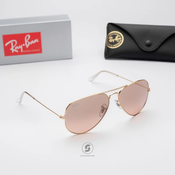 แว่นกันแดด Ray-Ban Aviator large metal RB3025 001/3E Gold / Pink image 3