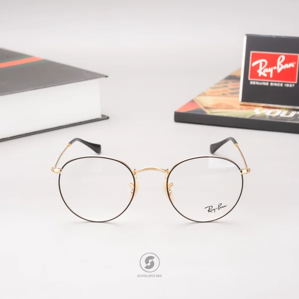 แว่นสายตา Ray-Ban Round Metal RX3447V 2991 Black on Gold image 2