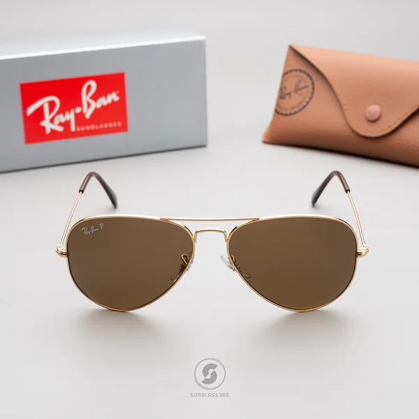 แว่นกันแดด Ray-Ban Aviator large metal RB3025 001/57 Arista Gold / Brown Polarized image 2