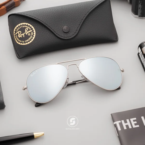 แว่นกันแดด Ray-Ban Aviator large metal RB3025 018/W3 Matte Silver / Dark Grey