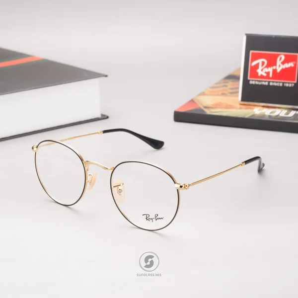 แว่นสายตา Ray-Ban Round Metal RX3447V 2991 Black on Gold image 3