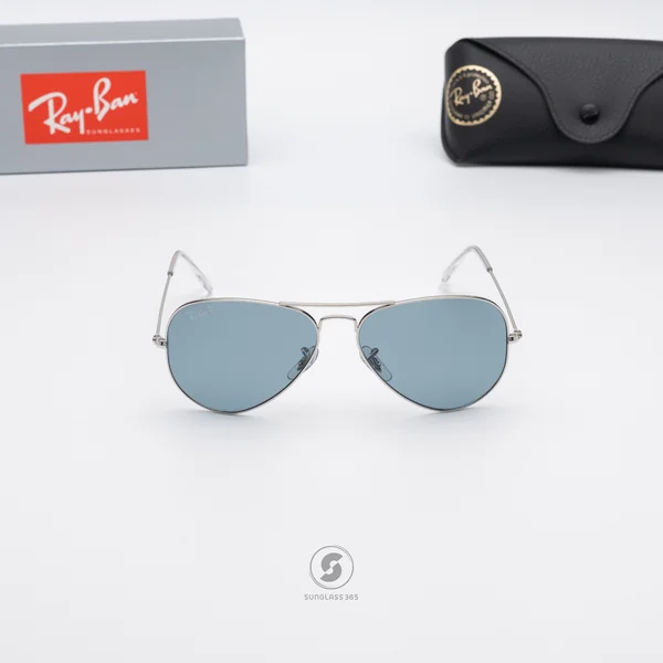 แว่นกันแดด Ray-Ban Aviator large metal RB3025 003/02 Aviator Silver / Blue Polarized image 2 แว่นกันแดด Ray-Ban Aviator large metal RB3025 003/02 Aviator Silver / Blue Polarized image 2