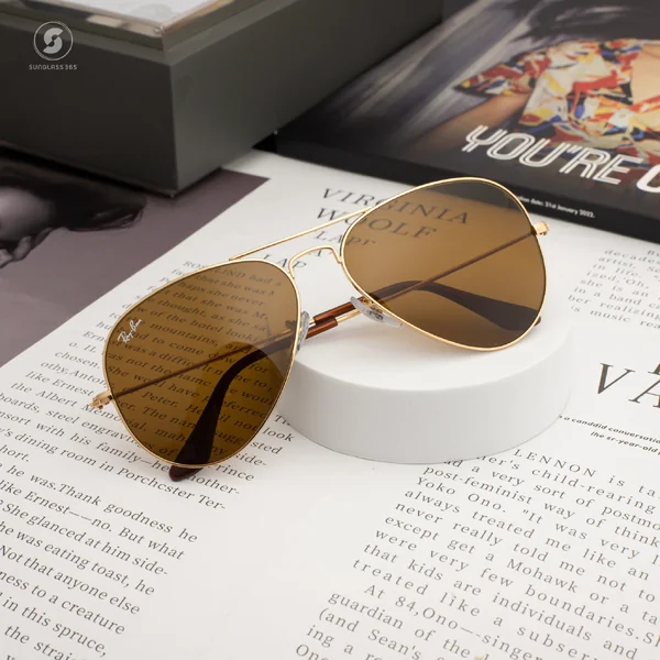 แว่นกันแดด Ray-Ban Aviator large metal RB3025 001/33 Gold / Brown B-15
