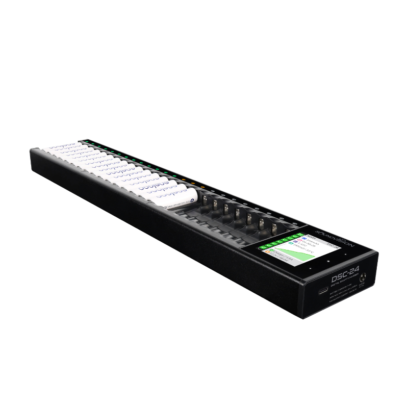SOUNDVISION DSC-24-RB เครื่องชาร์จแบตเตอรี่อัจฉริยะ แบบดิจิตอล 24 ช่อง (พร้อมแบต 24 ก้อน)