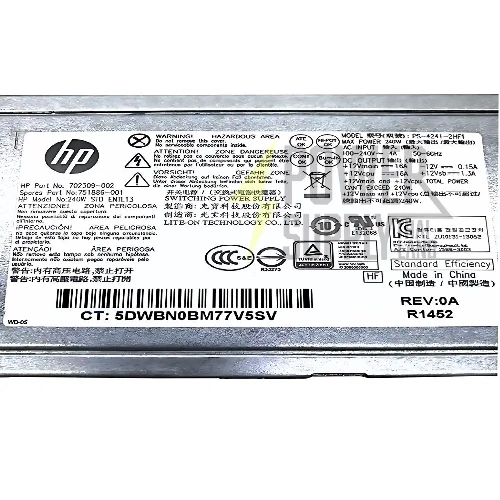 ใหม่ Power Supply HP ProDesk 800 G1 SFF 240W พาวเวอร์ซัพพลาย HP DP12-240P1A PCC004 ราคา PSU HP 800 G1 SFF