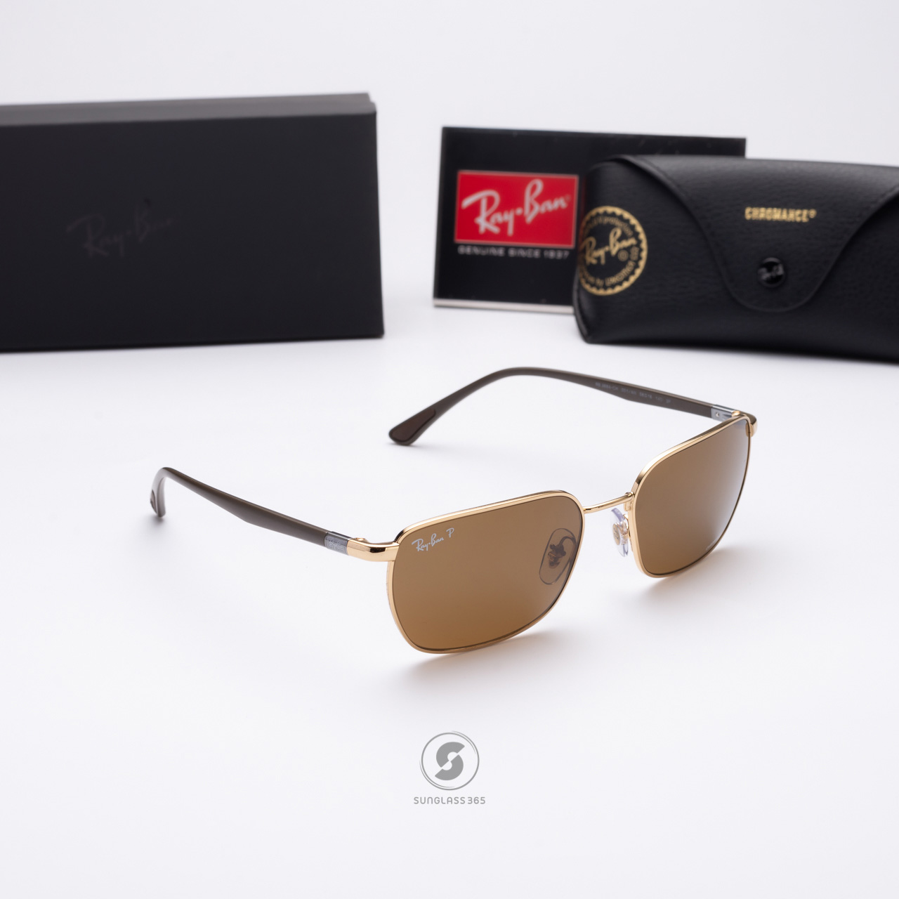 Ray Ban RB3684CH 001/AN Gold Brown Chromance Polarized