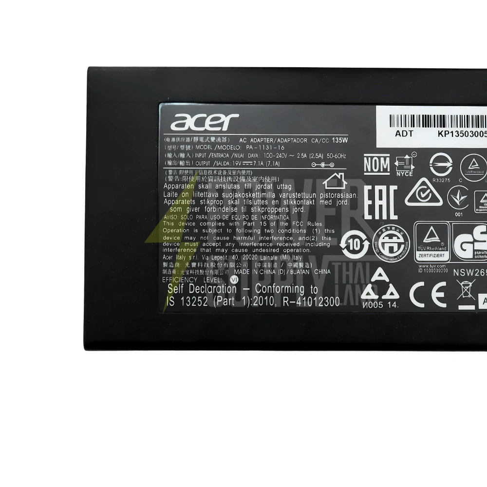 สายชาร์จ โน๊ตบุ๊ค Acer 135W 5.5*1.7mm คุณภาพดี มีประกัน ราคาถูก จ่ายไฟเต็ม