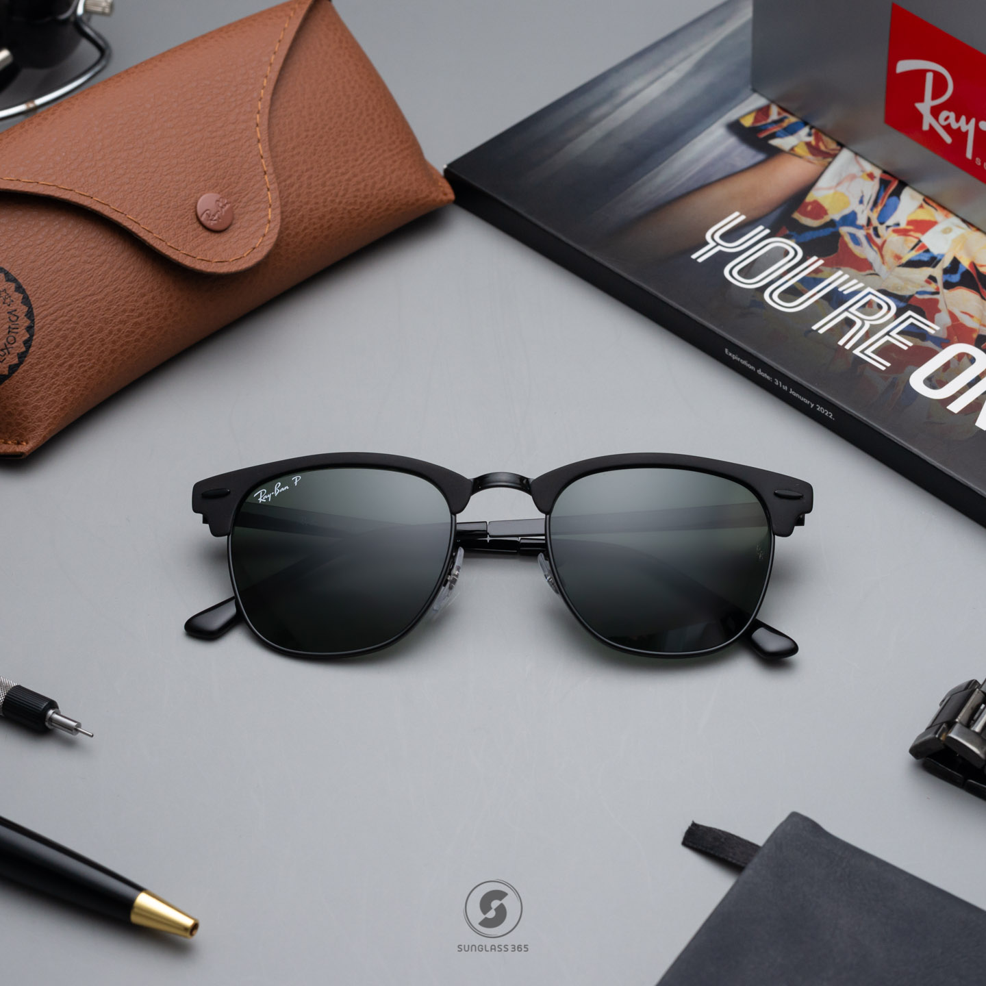 Ray-Ban Ray-Ban RB3716 186/58 Clubmaster Metal Black Top Mat