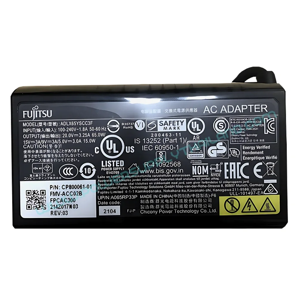 Adapter Fujitsu Lifebook U9311 ใหม่ สายชาร์จโน๊ตบุ๊ค 65w Type-C รับประกันสินค้า