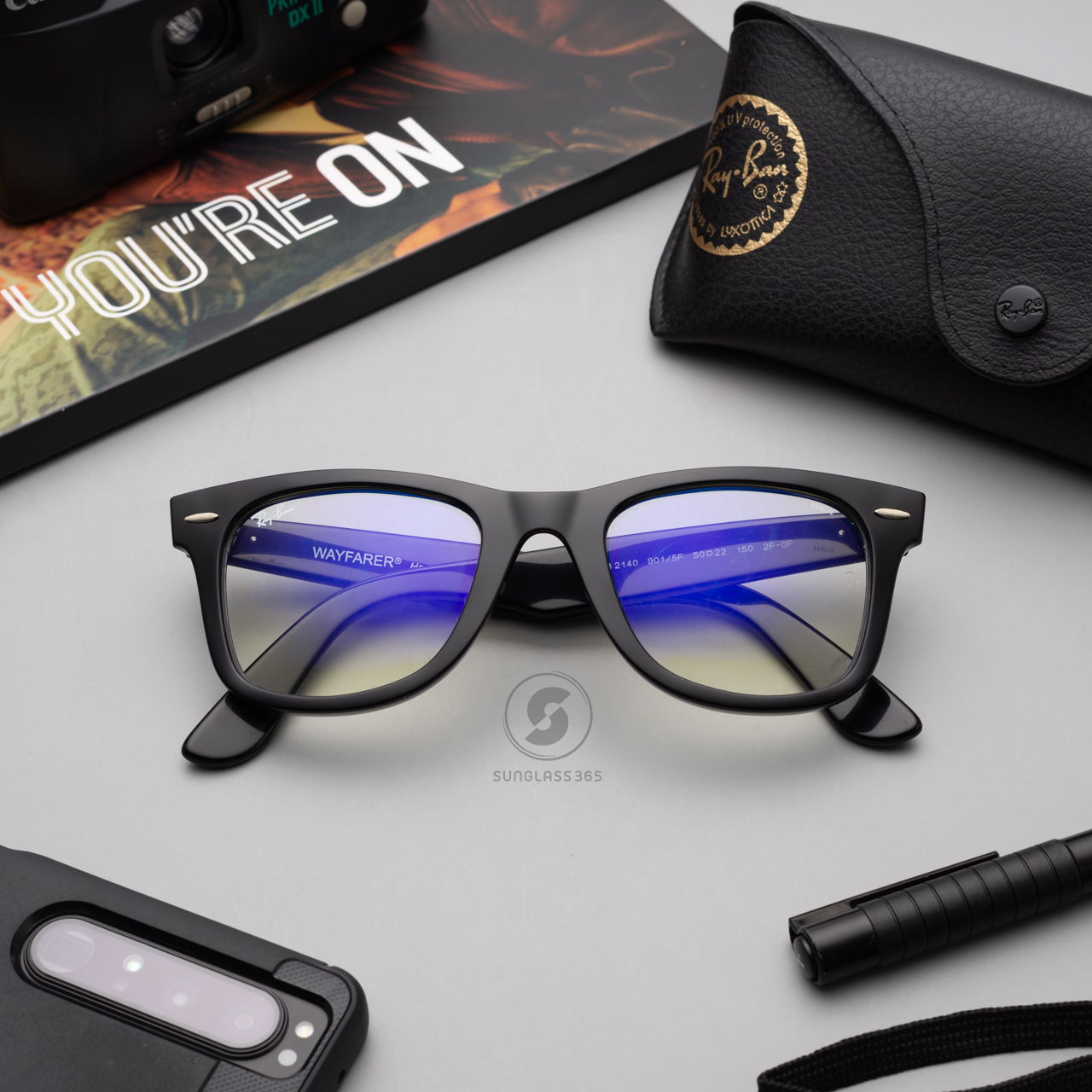 แว่นกันแดด Ray Ban RB2140 901 Wayfarer 50/54mm ของแท้ ราคาพิ