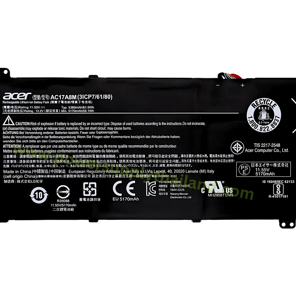 Battery ACER AC17A8M 11.55V 61.9Wh Original ตรงรุ่น แบตเตอรี่ ACER TMX315-51-m-74HP กำลังไฟ 61.9Wh ตรงรุ่น ตรงสเปค ลด ราคา พิเศษ