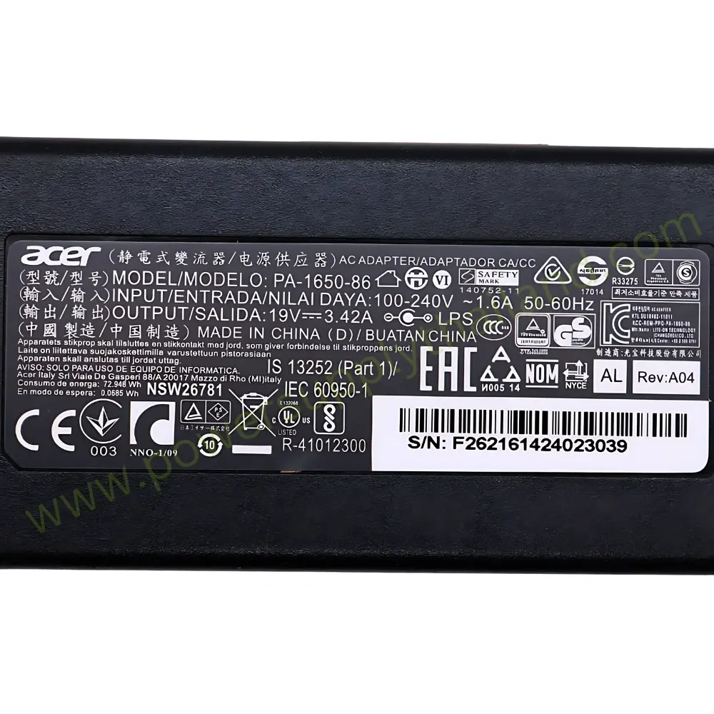 Adapter Acer PA-1650-86 65W Original ราคา พิเศษ สายชาร์จ โน๊ตบุ๊ค Acer 65W ตรงรุ่น ตรงสเปค