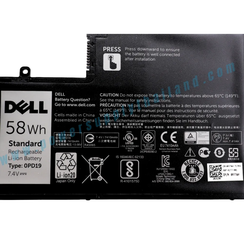 Battery Dell Inspiron 15 5547 Original 0PD19 ลด ราคา พิเศษ แบตเตอรี่ โน๊ตบุ๊ค Dell Inspiron 15 5547 58Whr ตรงรุ่น