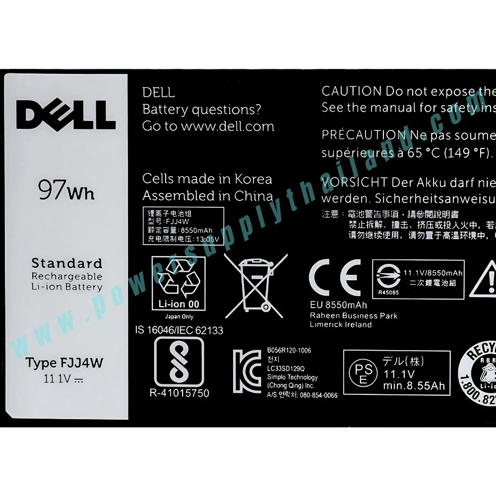 Battery Dell Precision M6800 Original FJJ4W ลด ราคา พิเศษ แบตเตอรี่ โน๊ตบุ๊ค Dell Precision M6800 97Whr ตรงรุ่น