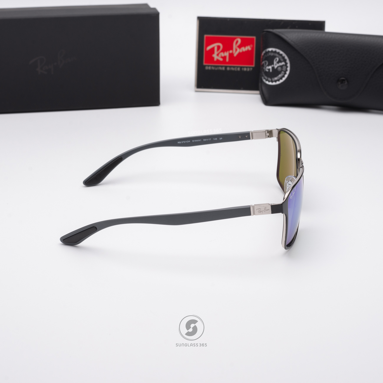 Ray-Ban RB3721CH 9144/A1 Chromance Matte Blue On Gunmetal