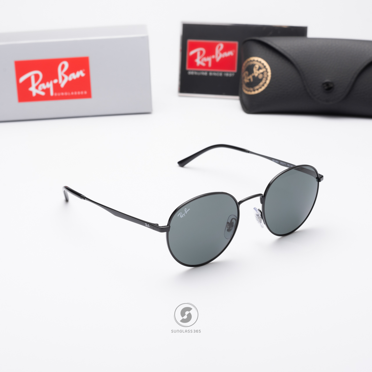 แว่นกันแดด Ray-Ban Round RB3681 002/71 Black / Green Classic