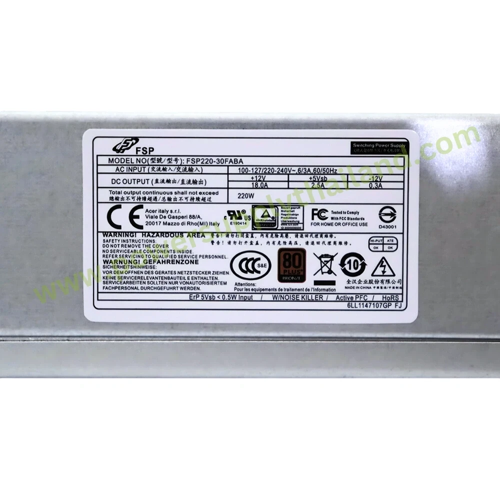 ใหม่ Power Supply Acer Veriton X6650G ลดราคา 220W PSU Acer X6650G ขายพาวเวอร์ซัพพลาย Acer ทุกรุน PS-3221-9AE